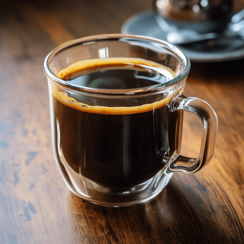A close-up of a glass mug filled with rich black coffee on a wooden table, symbolizing morning rituals, consistency, and the foundation of habit formation.